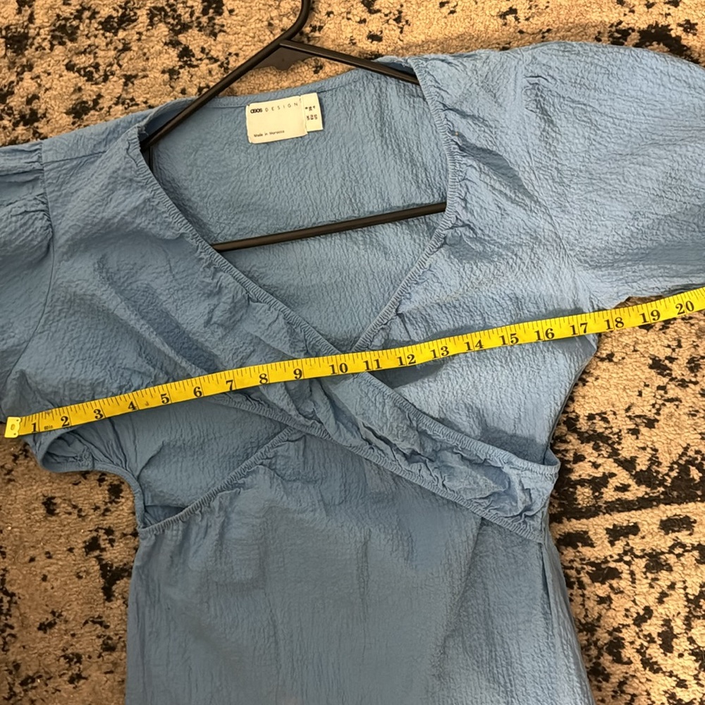 ASOS Design EUC Seersucker Wrap Like Upper Part  With Cut Detail - Picture 15 of 17